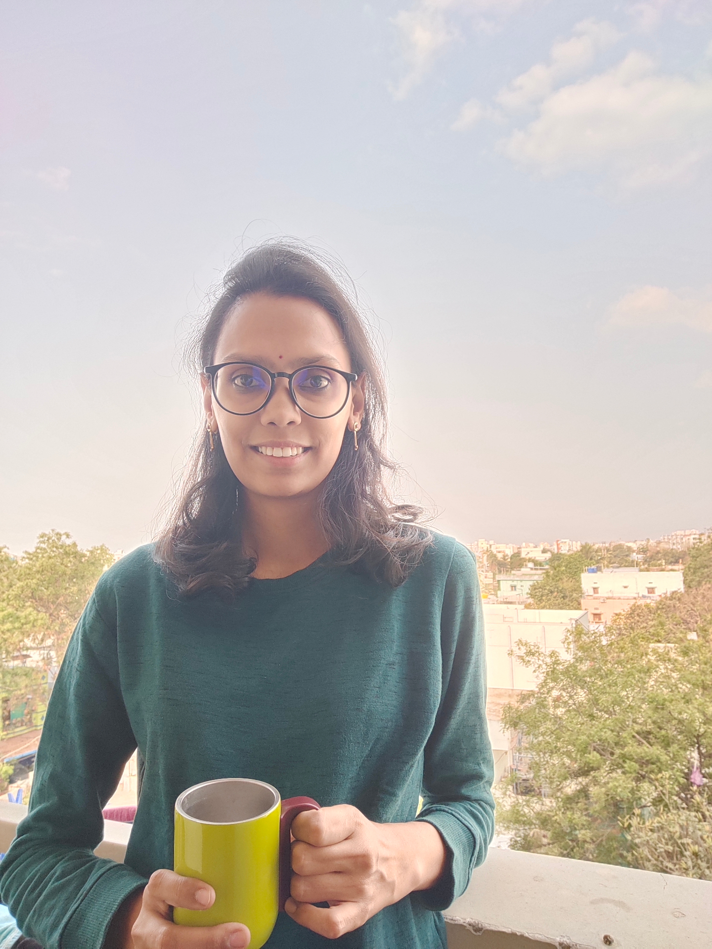 Manogna with a calm morning cup